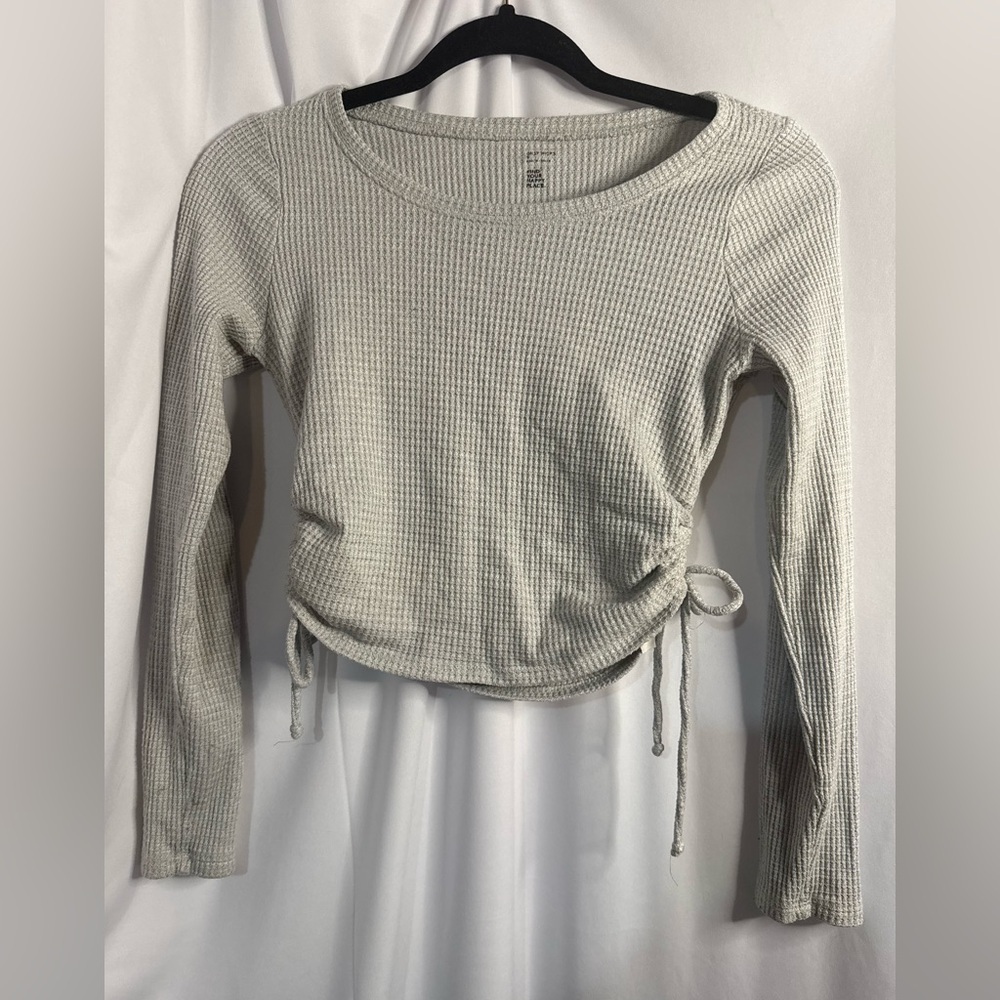 Gilly Hicks Textured Cream Long Sleeve Top